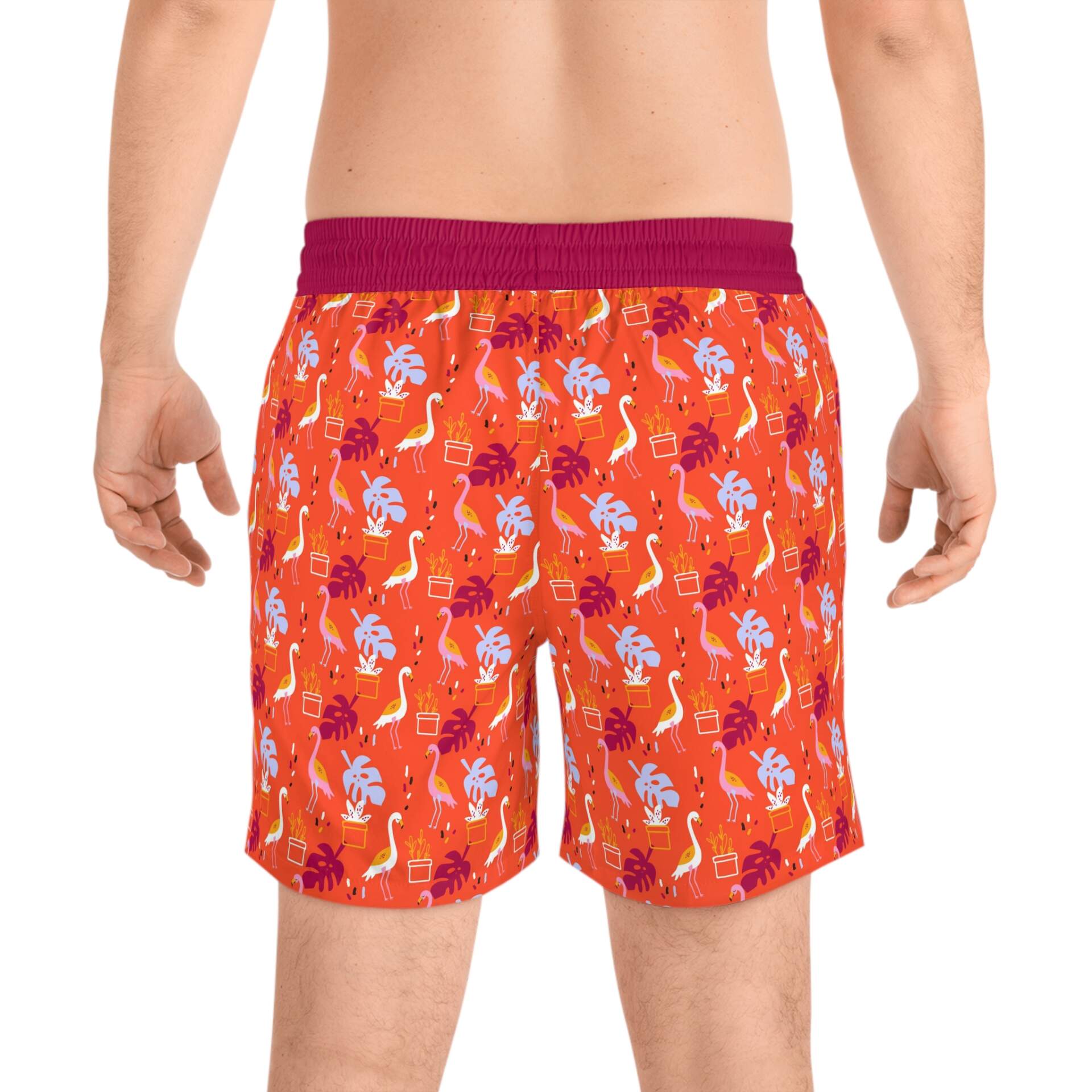 Men's Tropical Flamingo Swim Shorts — Orange All-Over Print - GIFTZ For Your Loved Ones
