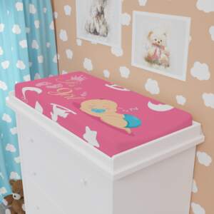 Girls' Baby Changing Pad Cover - Adorable Pink Design with Sleeping Baby Theme - GIFTZ For Your Loved Ones