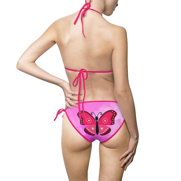 Pink Butterfly Triangle Bikini — Women's Tie-Side Two-Piece Swimsuit - GIFTZ For Your Loved Ones