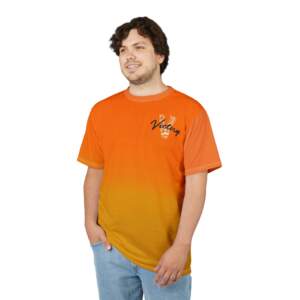 Victory V Hand Gradient Tee — Orange Ombre Graphic T-Shirt - Image 1