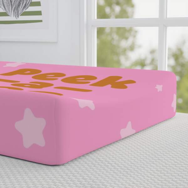 Peek-a-Boo Baby Changing Pad Cover - Soft Pink Star Design - GIFTZ For your loved ones