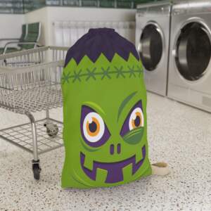 Halloween Monster Laundry Bag - Green Spooky Drawstring Wash Pouch - GIFTZ For your Loved ones