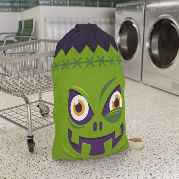 Halloween Monster Laundry Bag - Green Spooky Drawstring Wash Pouch - GIFTZ For your Loved ones