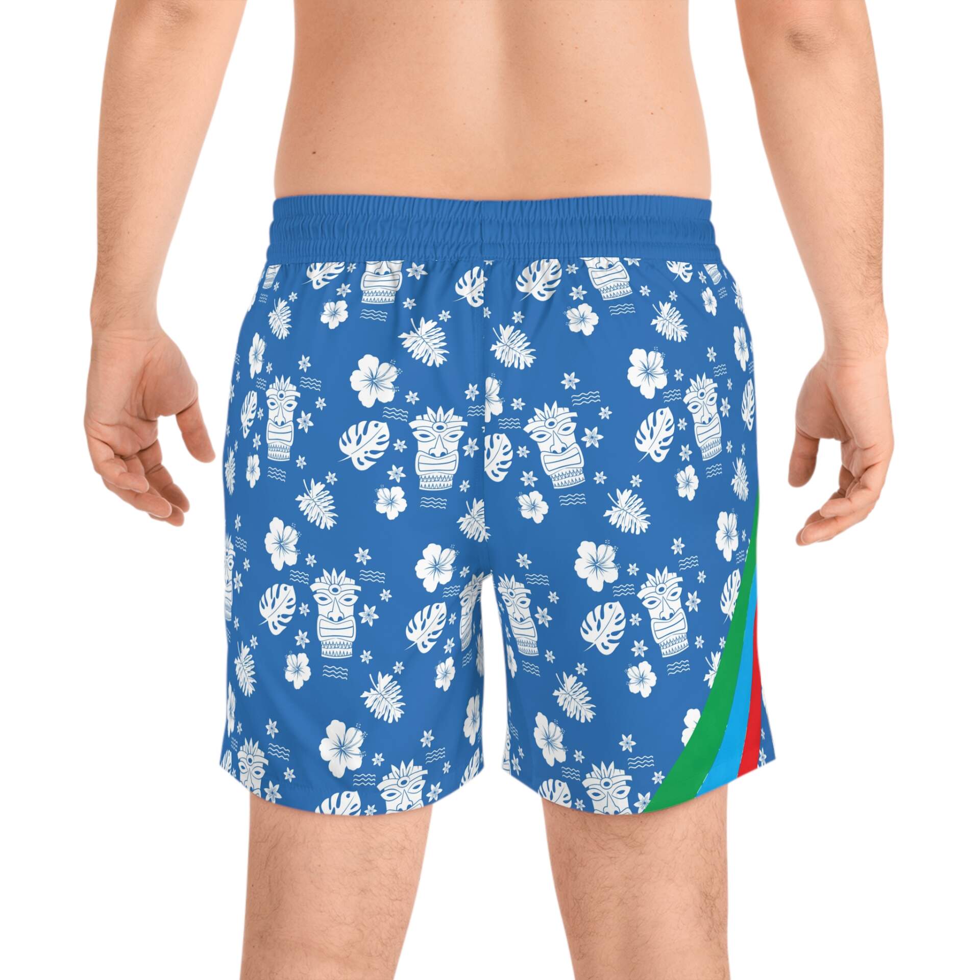 Tiki Floral Swim Shorts — Blue Hawaiian AOP Men’s Beach Trunks - GIFTZ For Your Loved Ones