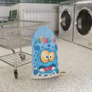 Cute Blue Monster Laundry Bag – Kids’ Cartoon Drawstring Hamper - GIFTZ For Your Loved Ones