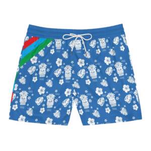 Tiki Floral Swim Shorts — Blue Hawaiian AOP Men’s Beach Trunks - GIFTZ For Your Loved Ones