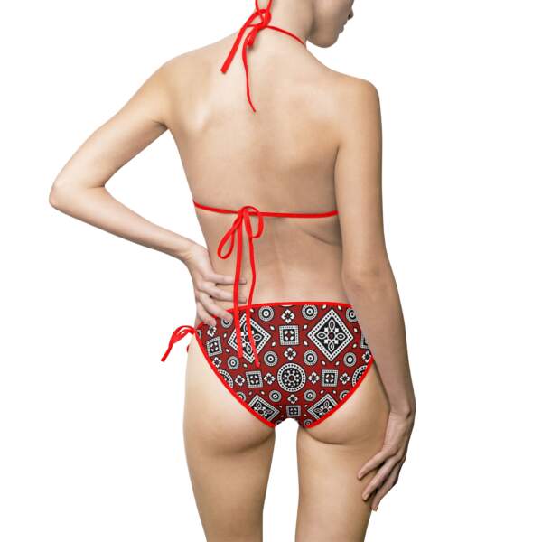 Ajrak - Sindhi Pattern Bikini — Red Women's Tie-Side Swimsuit - GIFTZ For Your Loved Ones