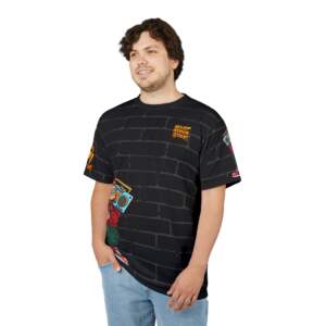 Streetwear Graphic Tee — Boombox Monkey Hip-Hop Design on Brick Wall - GIFTZ For Your Loved Ones