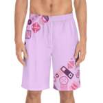 Purple Geometric Board Shorts — Men's Retro Pattern Swim Trunks - GIFTZ For your loved ones