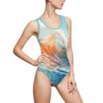 Ocean Wave Art One-Piece Swimsuit — Abstract Surf Print - GIFTZ For Your Loved Ones