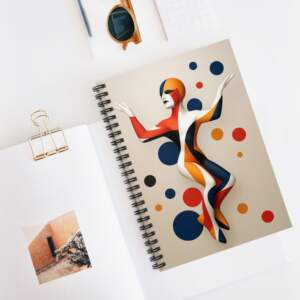 Abstract Harlequin Dancer Spiral Notebook — Artistic Retro Dot Journal (Ruled) - GIFTZ For Your Loved Ones