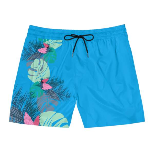 Tropical Blue Swim Shorts — Floral Monstera & Palm Beach Trunks - GIFTZ For Your Loved Ones