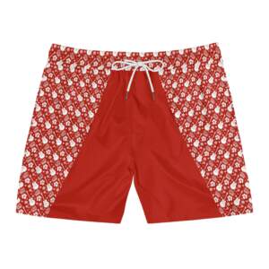 Men's Red Floral Swim Shorts — Patterned Mid-Length Beach Trunks - GIFTZ For Your Loved Ones