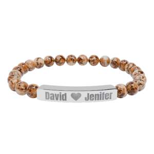 Engravable Natural Stone Bar Bracelet – Personalized Couples Stretch Bracelet - GIFTZ For Your Loved Ones