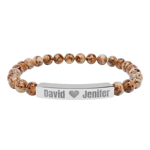 Engravable Natural Stone Bar Bracelet – Personalized Couples Stretch Bracelet - GIFTZ For Your Loved Ones