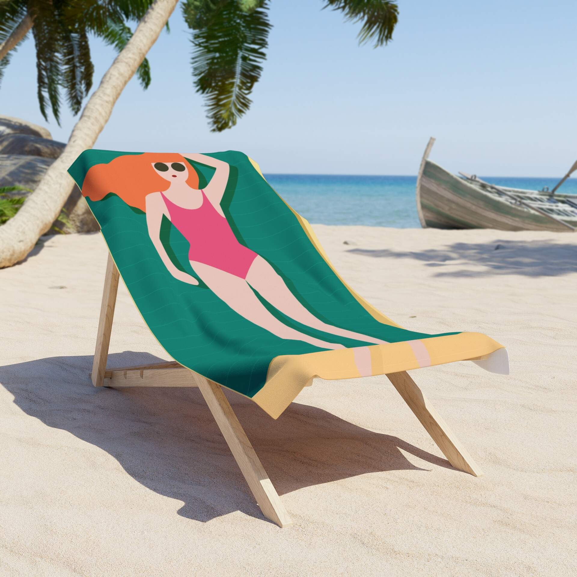 Trendy Summer Beach Towel - Fun Swimming Illustration - GIFTZ For Your Loved Ones
