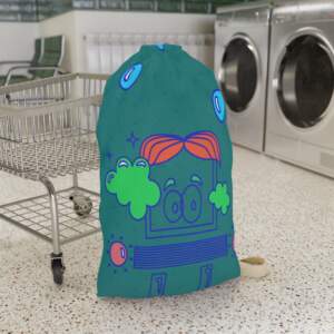 Playful Robot Laundry Bag — Cute Cartoon Wash Day Organizer - GIFTZ For Your Loved Ones