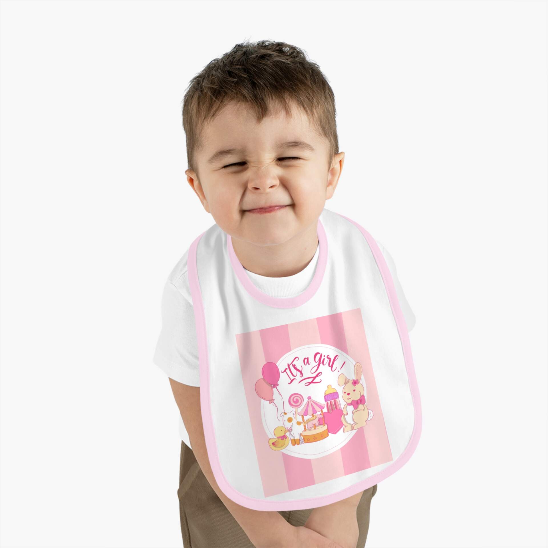 Baby Bib — Pink "It's a Girl" Newborn Shower Gift - GIFTZ For your loved ones