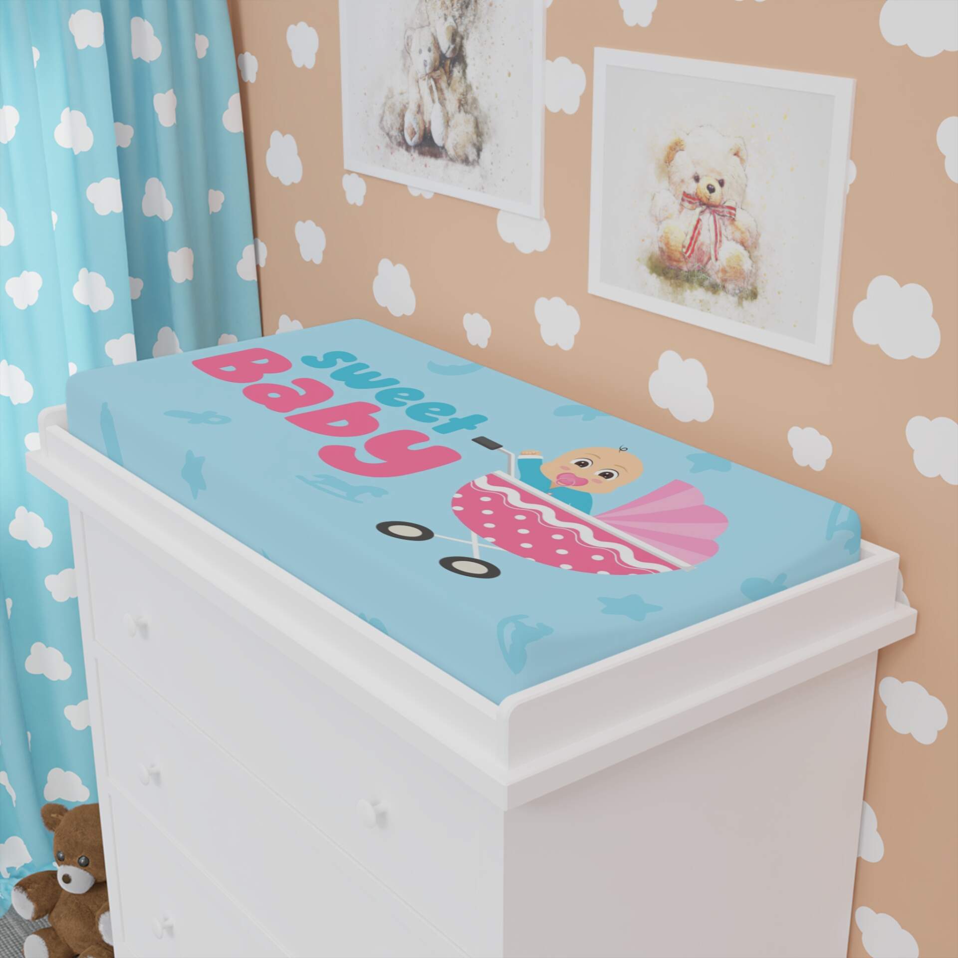 Sweet Baby Changing Pad Cover - Cute Blue Nursery Accessory - GIFTZ For Your Loved Ones