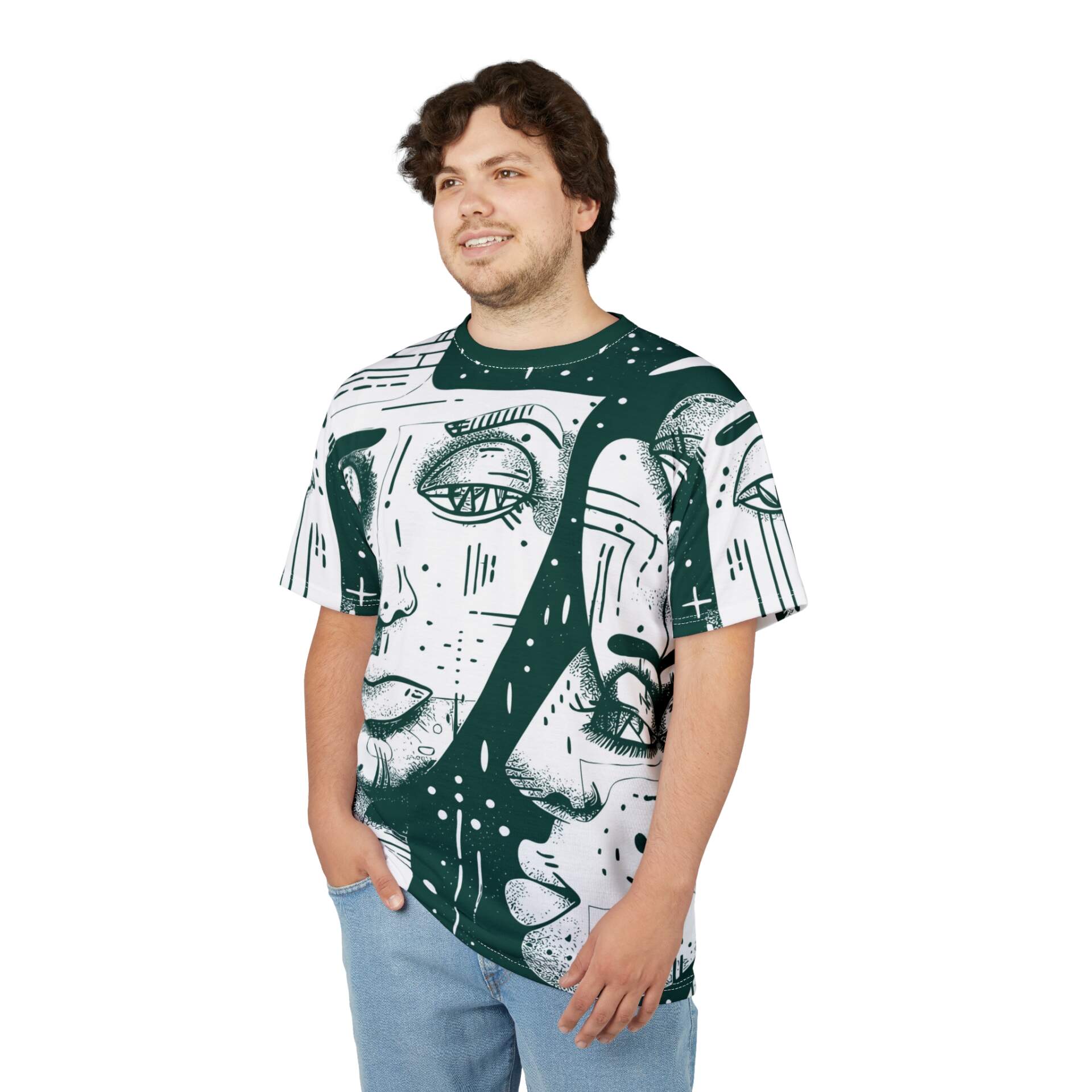 Abstract Portrait All-Over Print Tee — Moody Line Art Faces - GIFTZ For Your Loved Ones