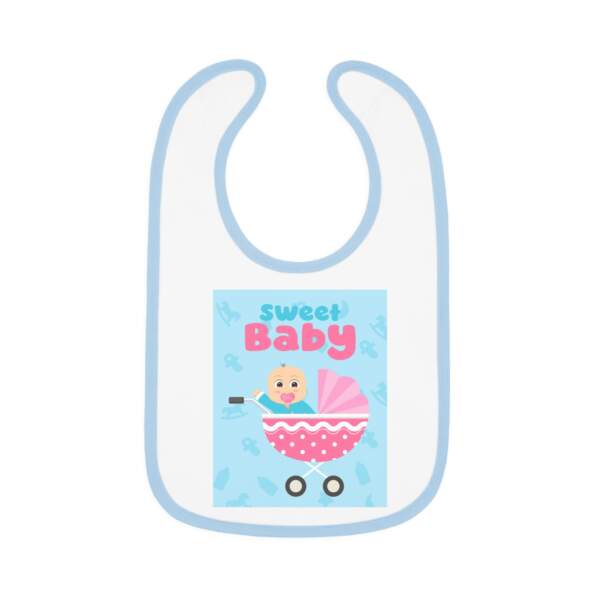Sweet Baby Bib - Blue Contrast Trim Infant Feeding Bib - GIFTZ For Your Loved Ones