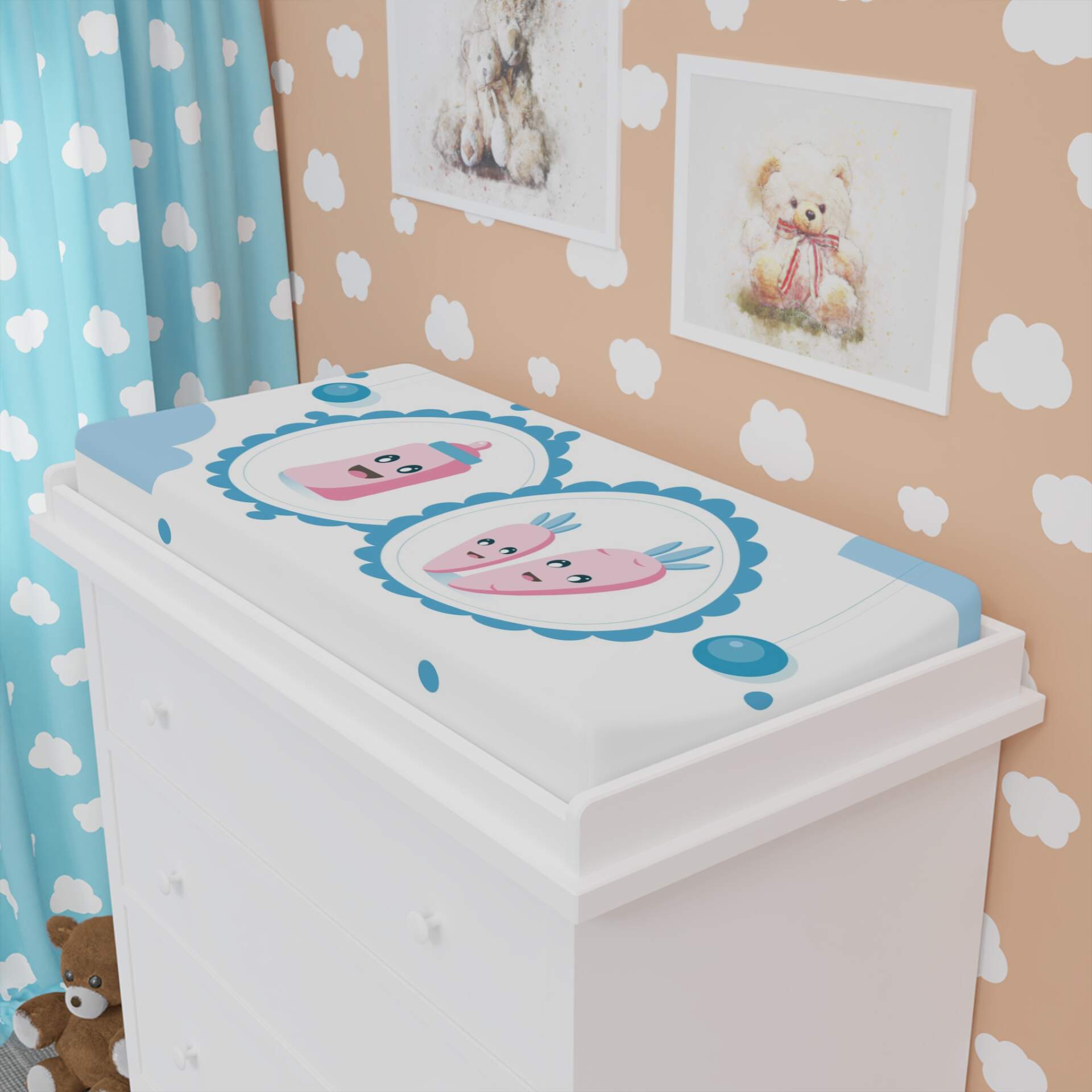 Cute Cartoon Baby Changing Pad Cover - Adorable Design for Nursery - GIFTZ For your loved ones
