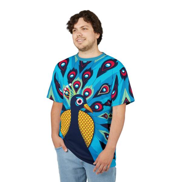 Peacock All-Over Print Tee — Vibrant Blue Peacock Graphic Shirt - GIFTZ For Your Loved Ones