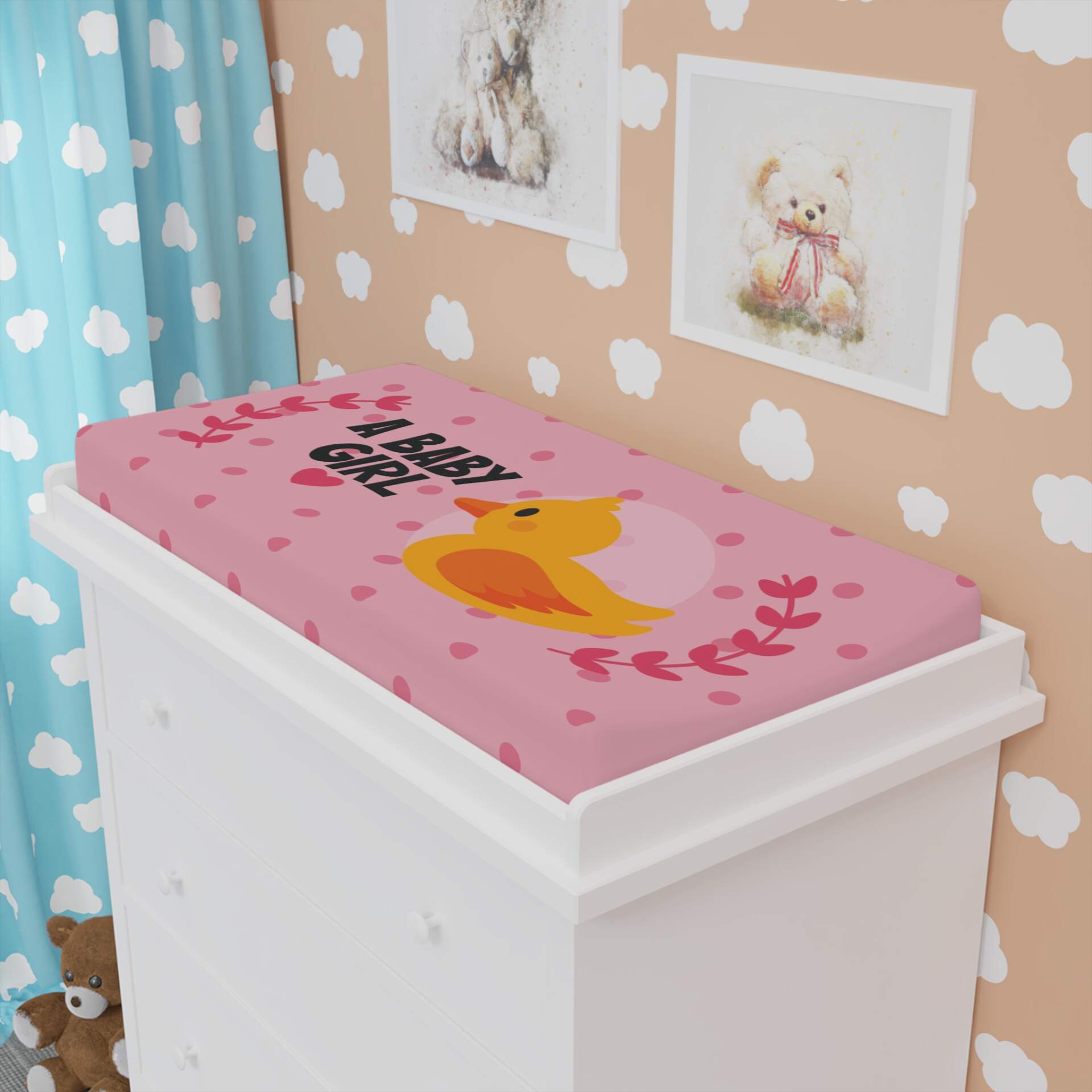Cute Baby Changing Pad Cover - A Baby Girl Design - GIFTZ For Your Loved Ones