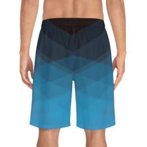 Blue Gradient Chevron Board Shorts — Men's Surf & Swim Trunks - GIFTZ For Your Loved Ones