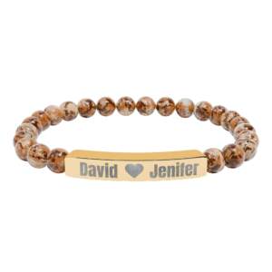Engravable Natural Stone Bar Bracelet – Personalized Couples Stretch Bracelet - GIFTZ For Your Loved Ones