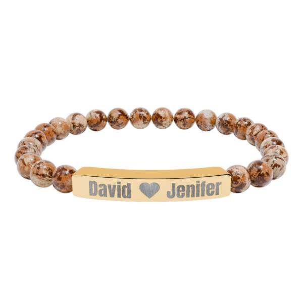 Engravable Natural Stone Bar Bracelet – Personalized Couples Stretch Bracelet - GIFTZ For Your Loved Ones