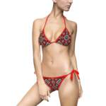 Ajrak - Sindhi Pattern Bikini — Red Women's Tie-Side Swimsuit - GIFTZ For Your Loved Ones