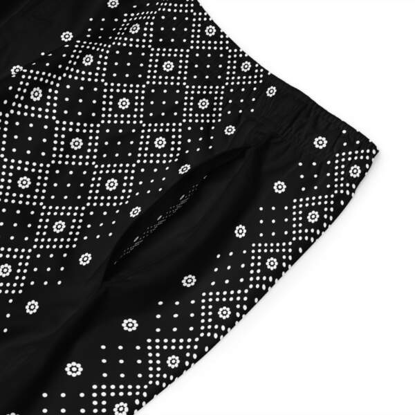 Men's Black Bandana Pattern Board Shorts — Geometric Beach Swim Trunks - GIFTZ For Your Loved Ones