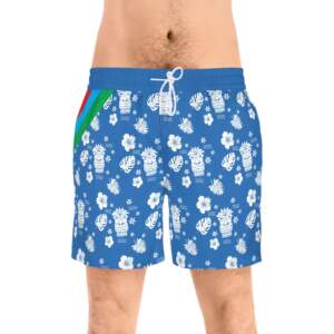Tiki Floral Swim Shorts — Blue Hawaiian AOP Men’s Beach Trunks - GIFTZ For Your Loved Ones