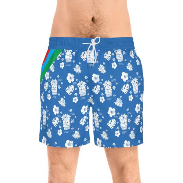 Tiki Floral Swim Shorts — Blue Hawaiian AOP Men’s Beach Trunks - GIFTZ For Your Loved Ones