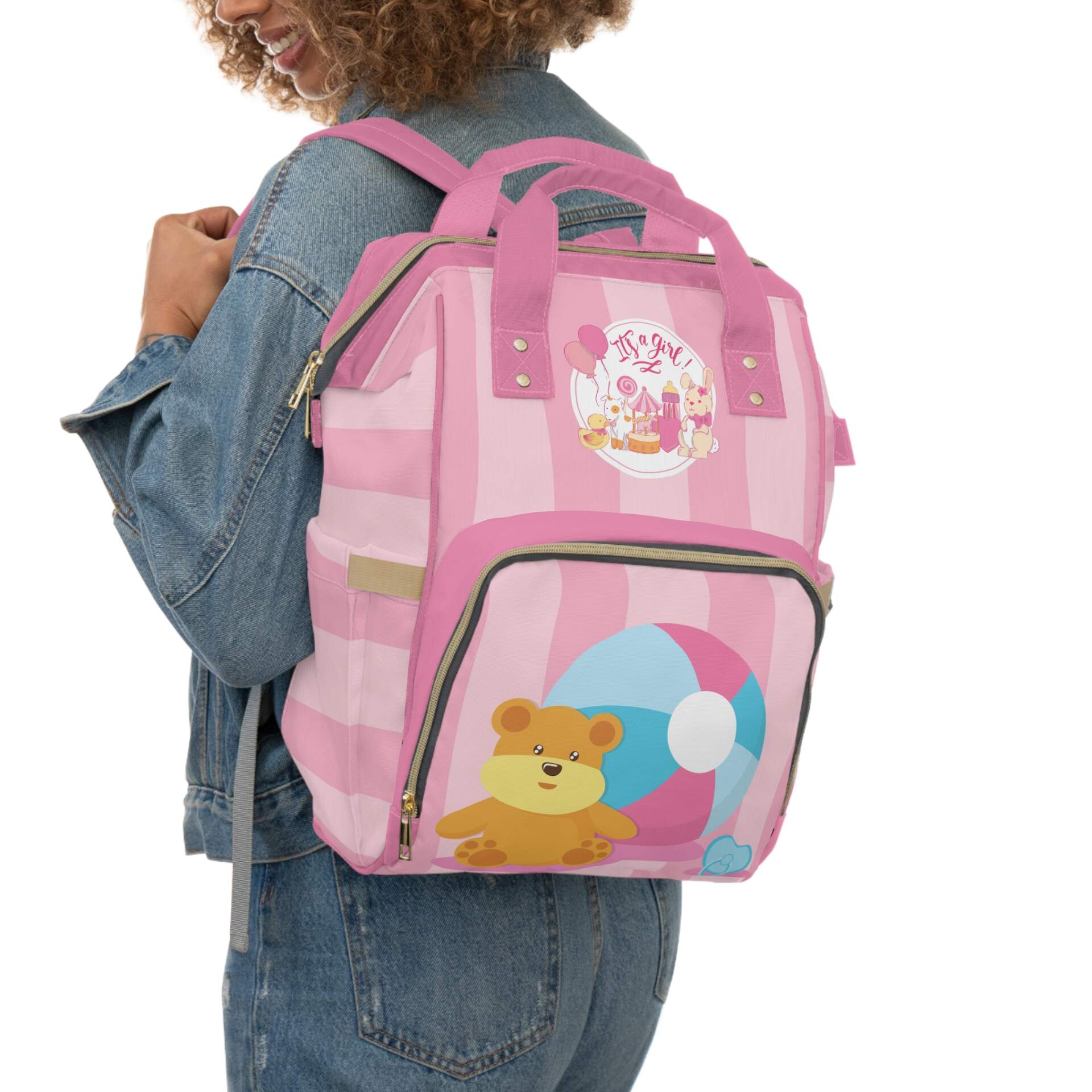 Cute Pink Multifunctional Diaper Backpack for Moms - GIFTZ For Your Loved Ones