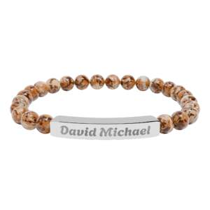 Engravable Natural Stone Bead Bracelet — Personalized Name Bar - GIFTZ For Your Loved Ones