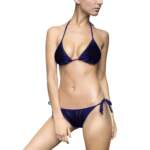 Navy Velvet String Bikini — Women's Triangle Swimwear - GIFTZ For Your Loved Ones