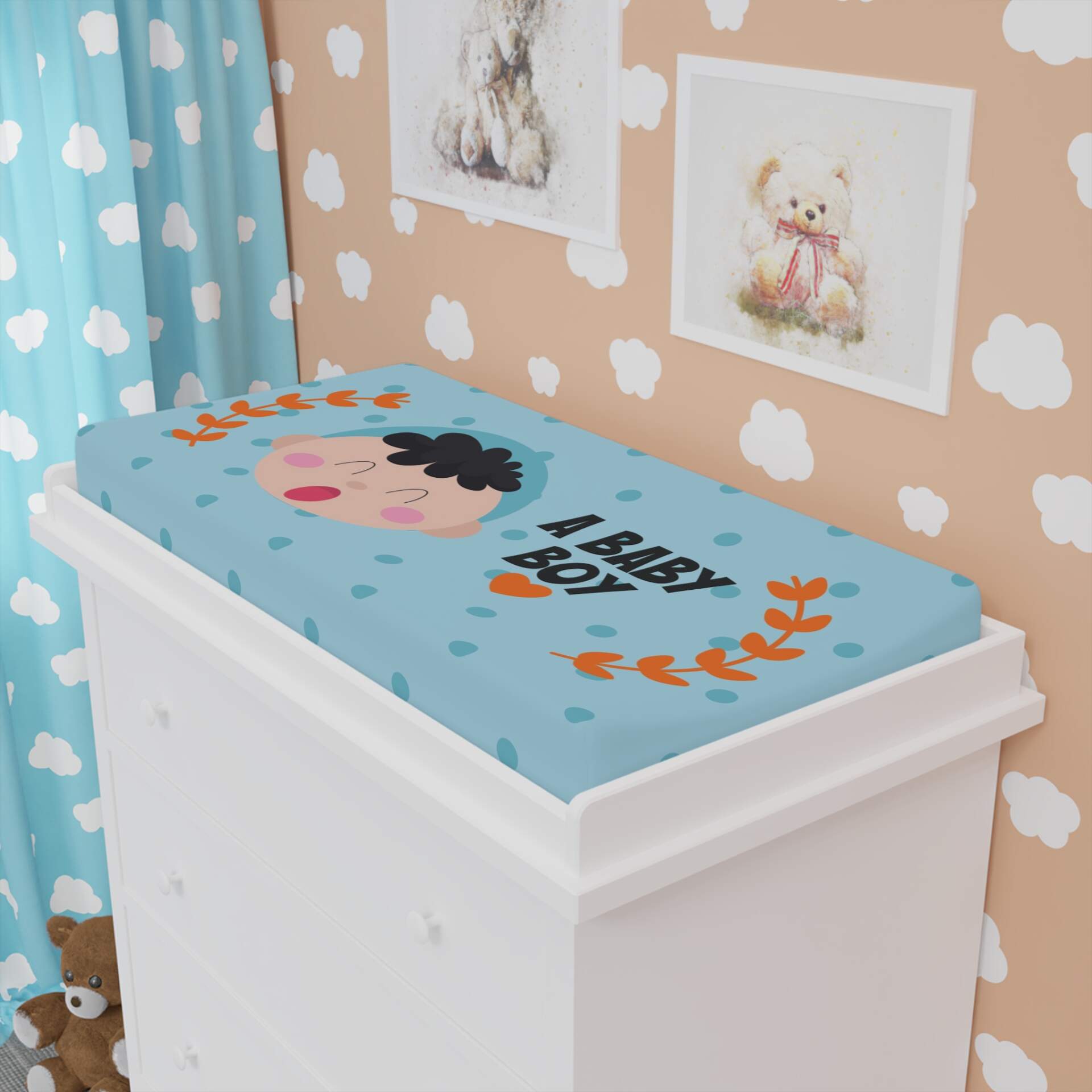 Baby Boy Changing Pad Cover with Cute Cartoon Design - GIFTZ For Your Loved Ones