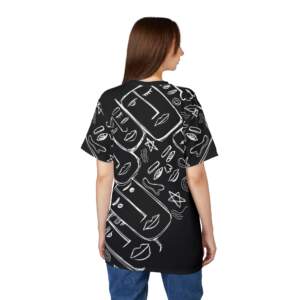 Abstract Faces All-Over Print Tee — Black & White Minimalist Art Shirt - GIFTZ For Your Loved Ones