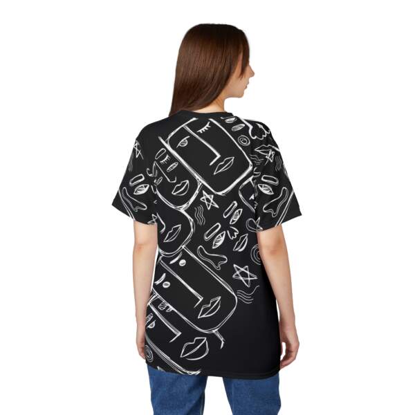 Abstract Faces All-Over Print Tee — Black & White Minimalist Art Shirt - GIFTZ For Your Loved Ones