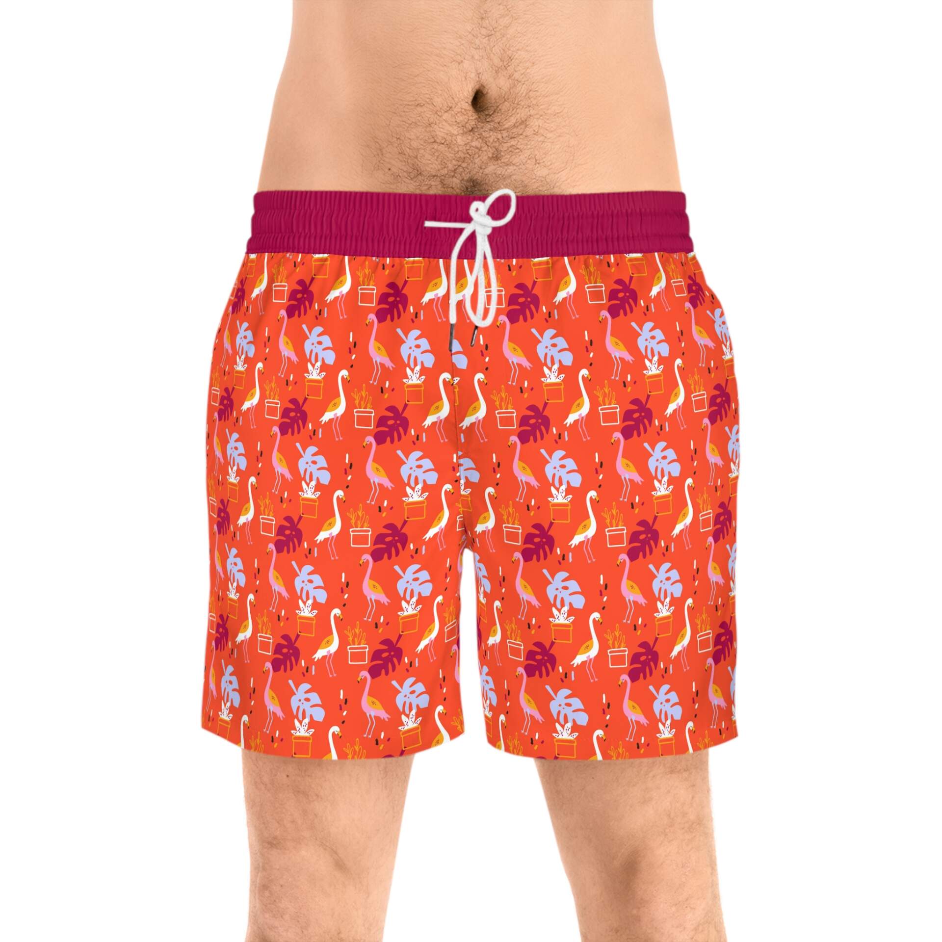 Men's Tropical Flamingo Swim Shorts — Orange All-Over Print - GIFTZ For Your Loved Ones