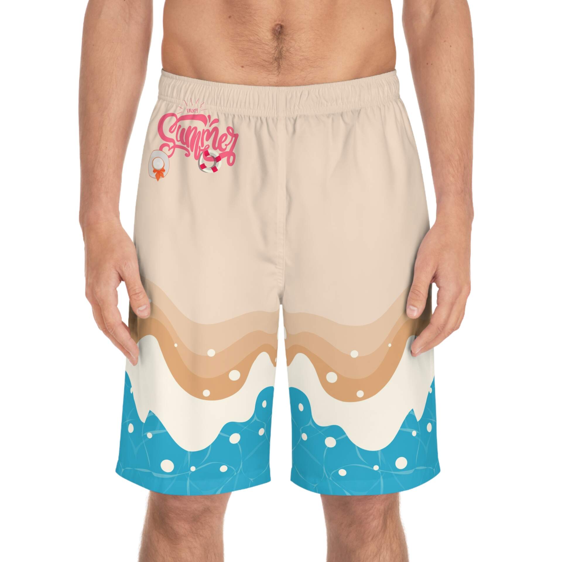 'Enjoy Summer' Beach Waves Print - Board Shorts - GIFTZ For Your Loved Ones