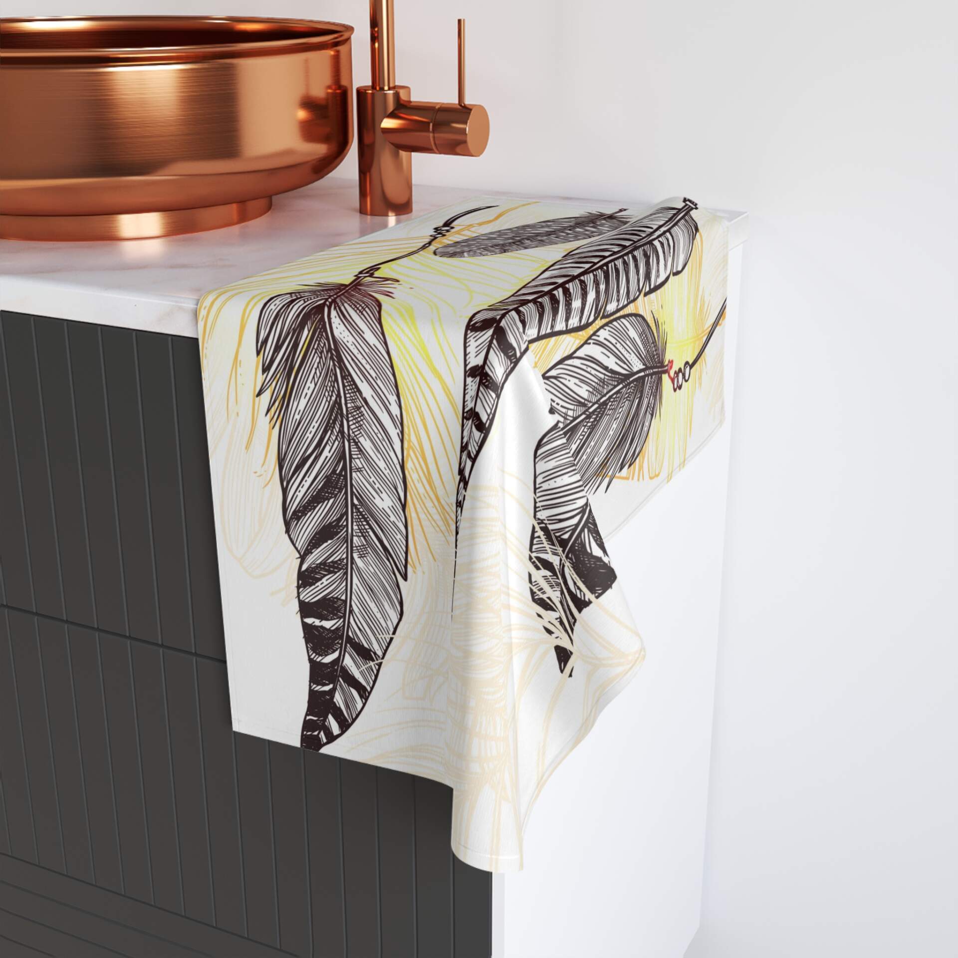 Bohemian Feather Hand Towel - Artistic & Ethereal Kitchen Decor - GIFTZ For Your Loved Ones