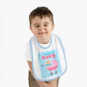 Sweet Baby Bib - Blue Contrast Trim Infant Feeding Bib - GIFTZ For Your Loved Ones