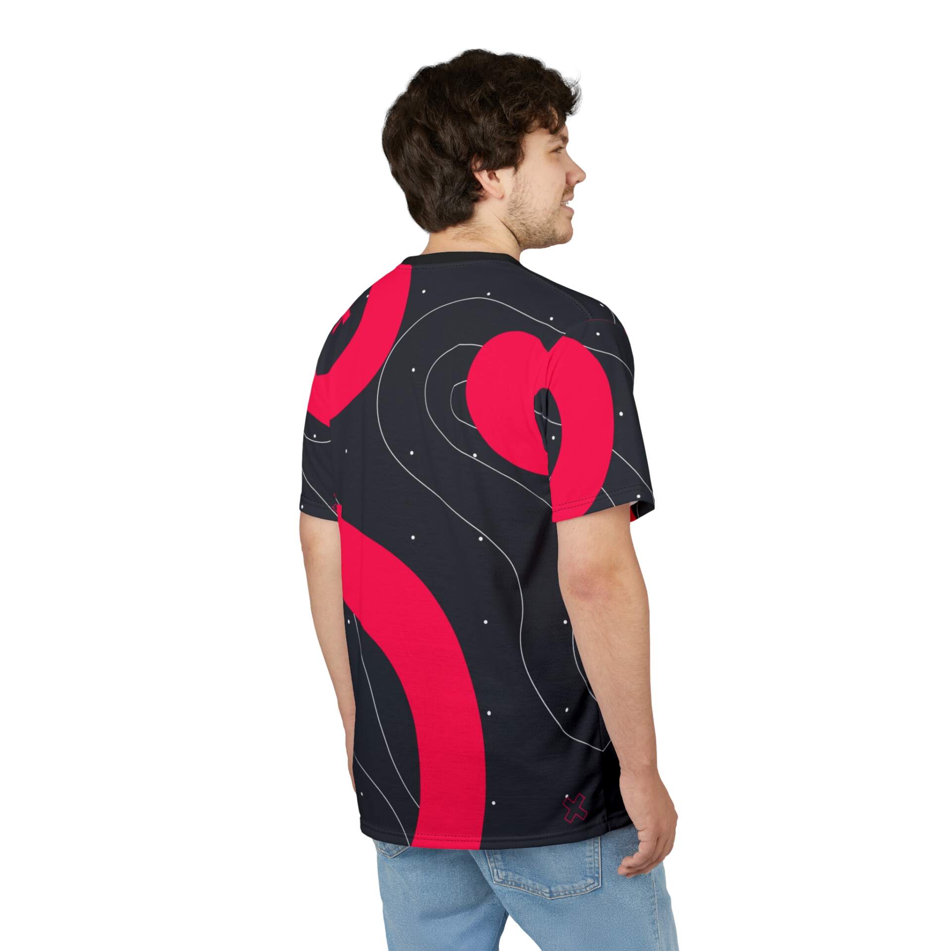 Abstract Red & Black All-Over Print Tee — Modern Geometric Graphic Shirt - GIFTZ For Your Loved Ones