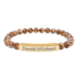 Engravable Natural Stone Bead Bracelet — Personalized Name Bar - GIFTZ For Your Loved Ones